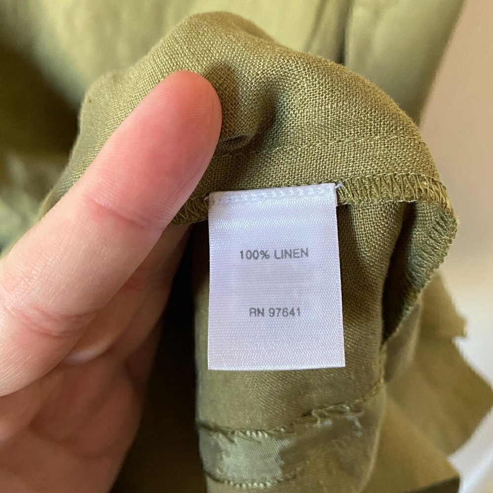 J. Jill Love Linen 100% Linen Sleeveless Dress XL Petite Avocado Green - Picture 4 of 7